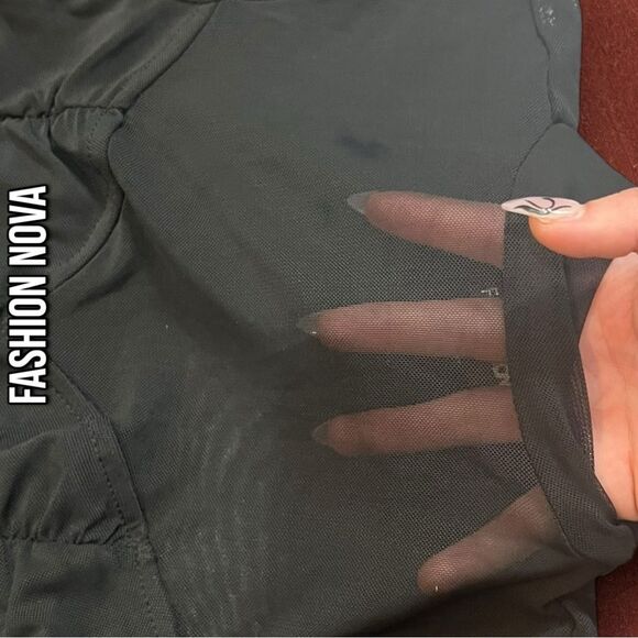 Preowned Fashion Nova Shamiyah Mesh Top – Black (XS) - Picture 8 of 8